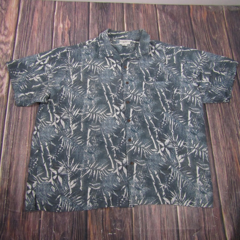 Knightsbridge Shirt Mens 2XL Blue Floral Short Sleeve Hawaiian Rayon Button Up